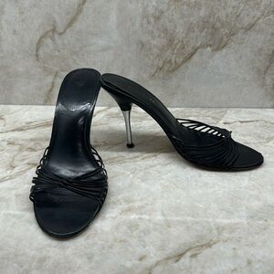 bebe - black heeled slides